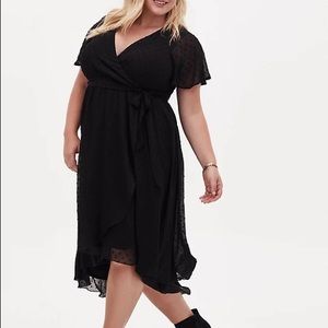 Torrid Size 3 Black Wrap Front Dress with Polka Dot Detail